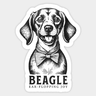 Beagle Ear flopping Joy - Cute Vintage Dog Sticker